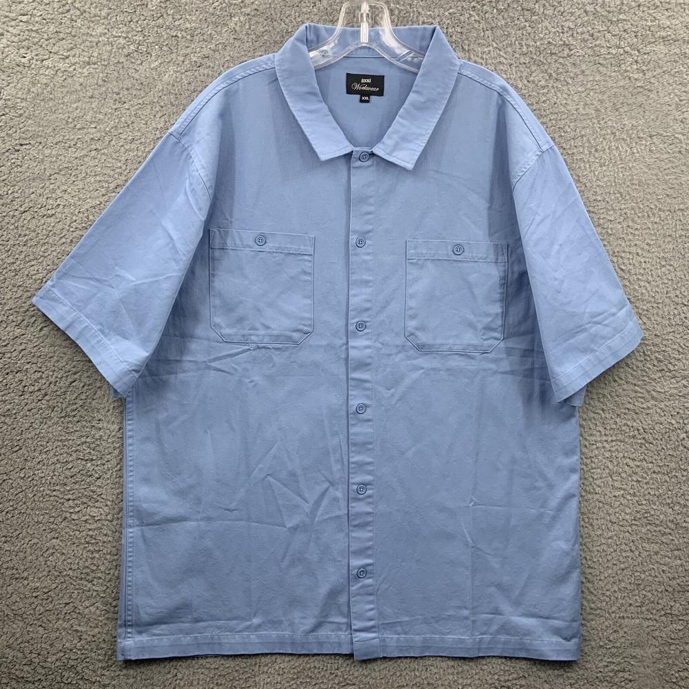CCS Work Shirt Mens XXL Blue Button Up Short Sleeve Cotton Workwear Pockets